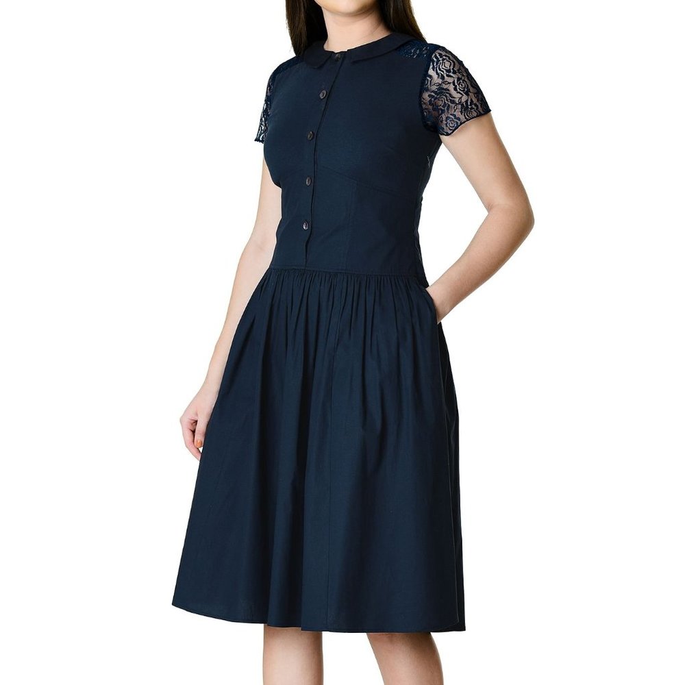 NEW eShakti Floral Lace Blue Dress | 2X 20W